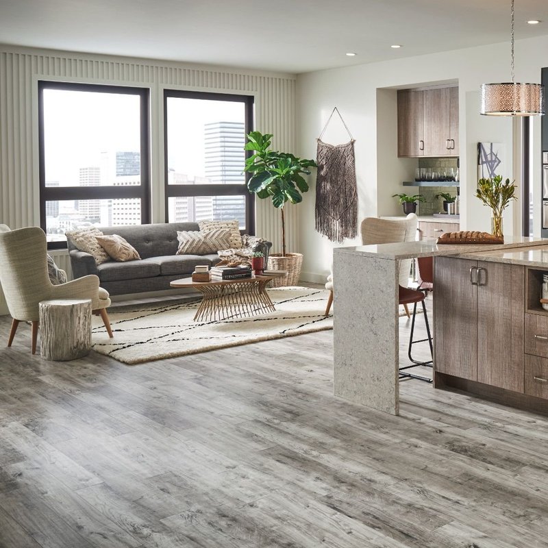 Open plan living space with wood-look laminate flooring from 180 Degree Floors in the Nashville, TN area